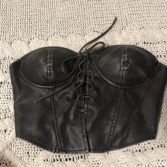 Fashion Nova Tops - Black faux leather corset Going out top. Super cool....
